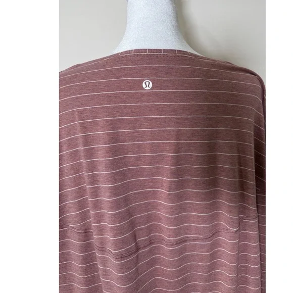 Lululemon Back in Action Striped Long Sleeve Size 12 Top Dusty Rose Women's #875 - Picture 5 of 7
